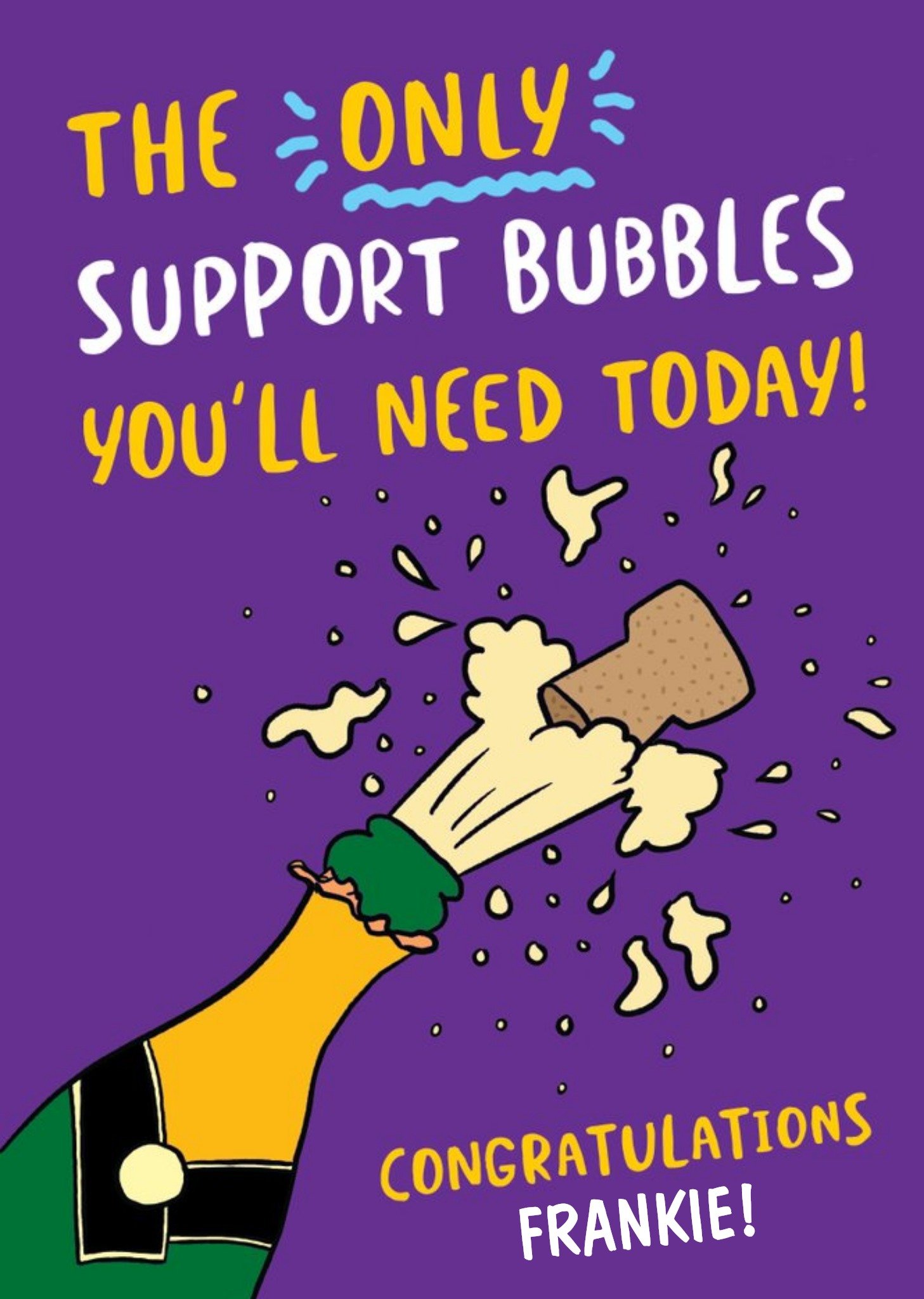 Moonpig Funny Covid The Only Support Bubble You'll Need Today Congratualtions Card, Large