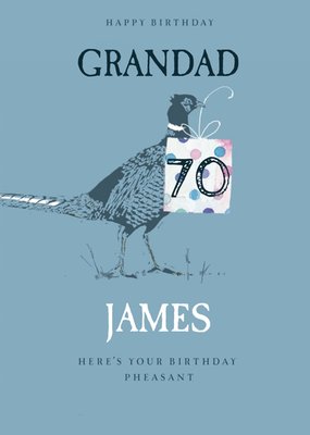 Ling Design Illustrated Grandad Pheasant 70th Birthdays Milestones Card 
