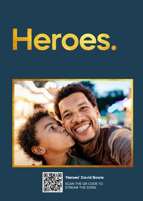 Heroes Typographic Photo Upload Father's Day Card