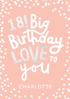 Typographic 18 Big Birthday Love To You Card