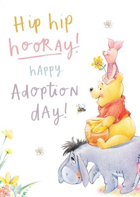 Winnie The Pooh Hip Hip Hooray Happy Adoption Day Card
