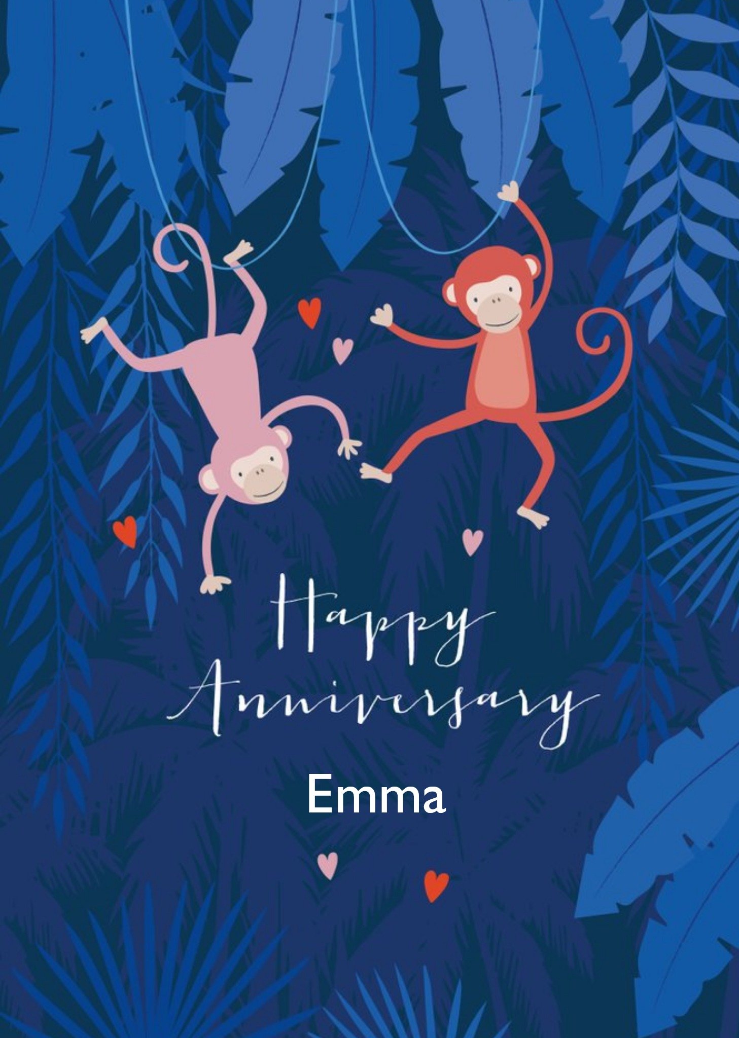 Cute Illustrative Monkey Anniversary Card Ecard