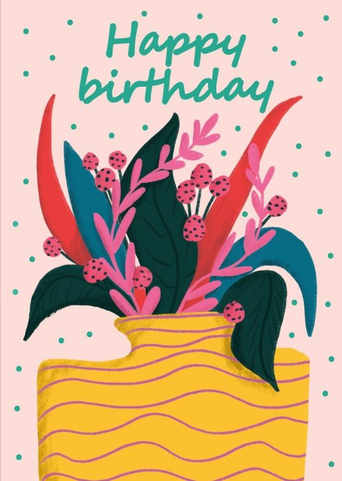 Modern Vibrant Flowers In Vase Birthday Card