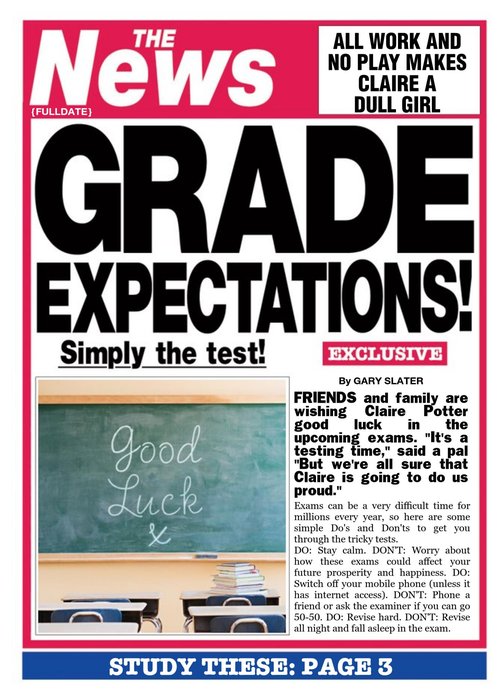 The News Grade Expectations Good Luck On Your Exams Personalised Card
