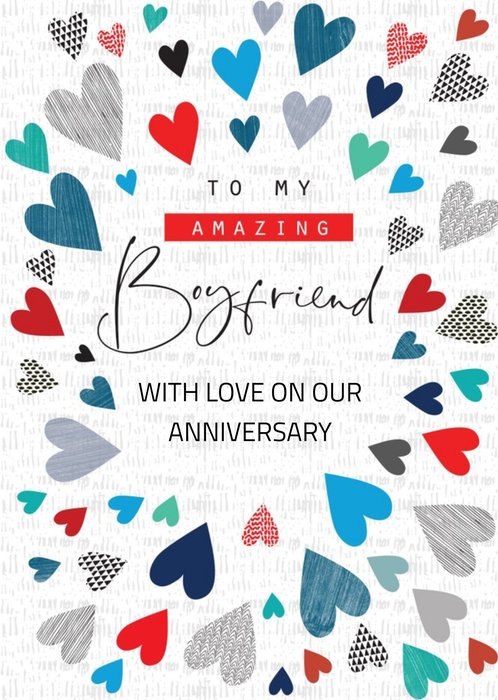 Modern Love Hearts Amazing Boyfriend Anniversary Card