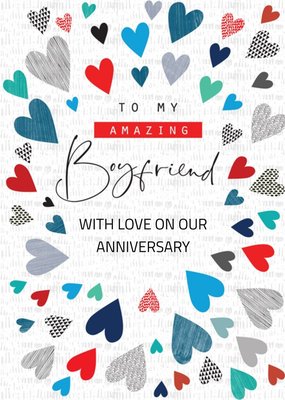 Modern Love Hearts Amazing Boyfriend Anniversary Card