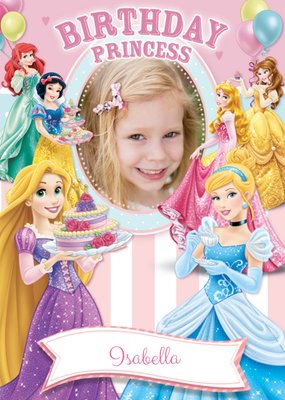 Disney Princesses And Balloons Personalised Happy Birthday Card
