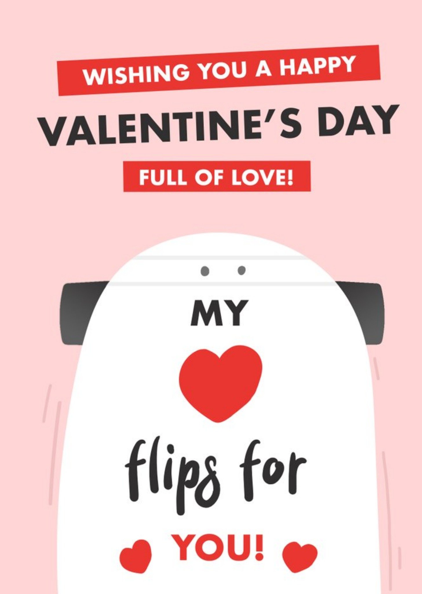 Cute Skateboard My Heart Flips For You Valentine's Day Card Ecard