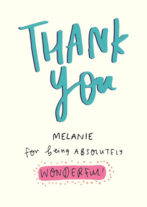 Youre Wonderful Personalised Thank You Postcard