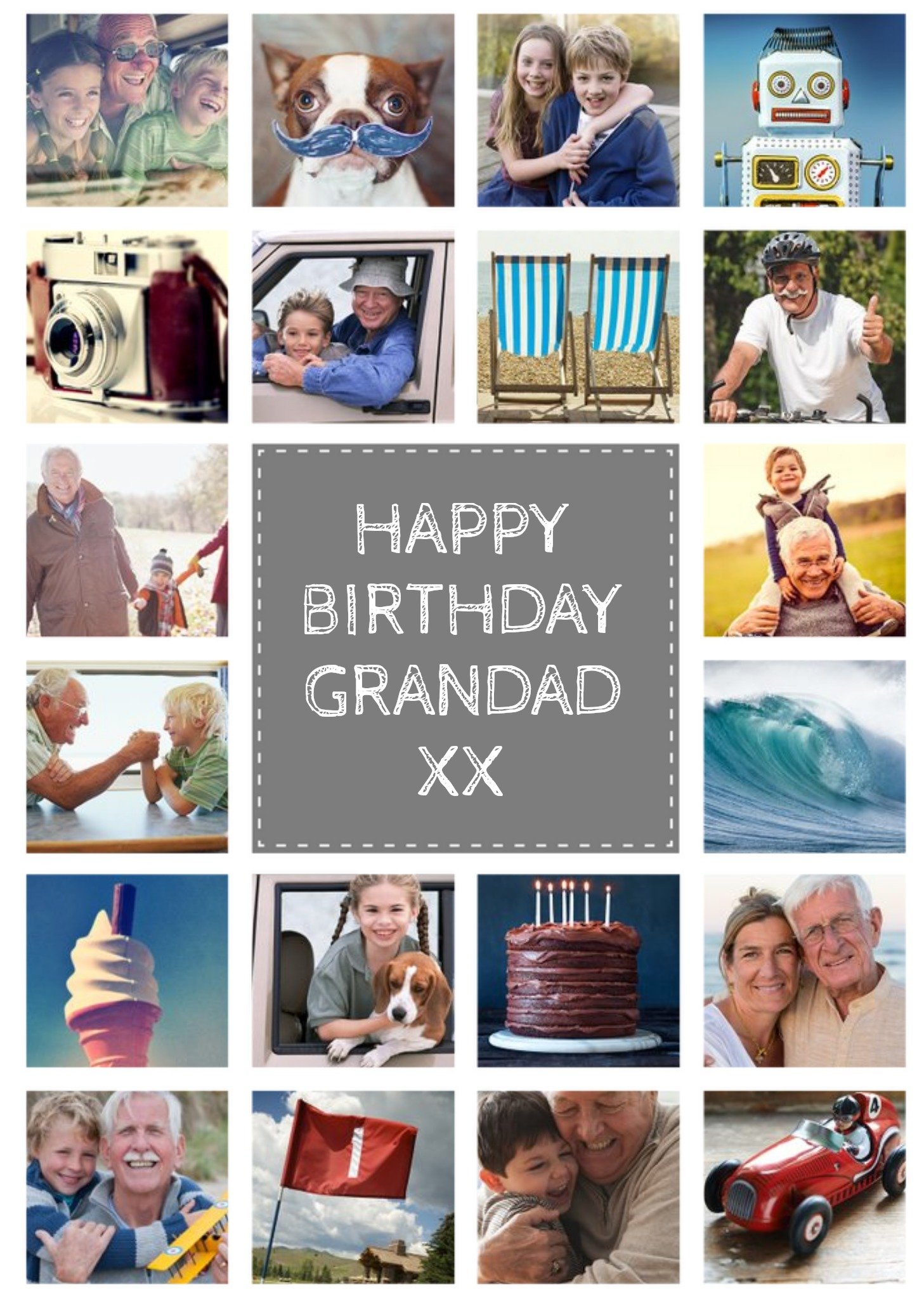 Moonpig Multi Photo Upload Birthday Card For Grandad, Large