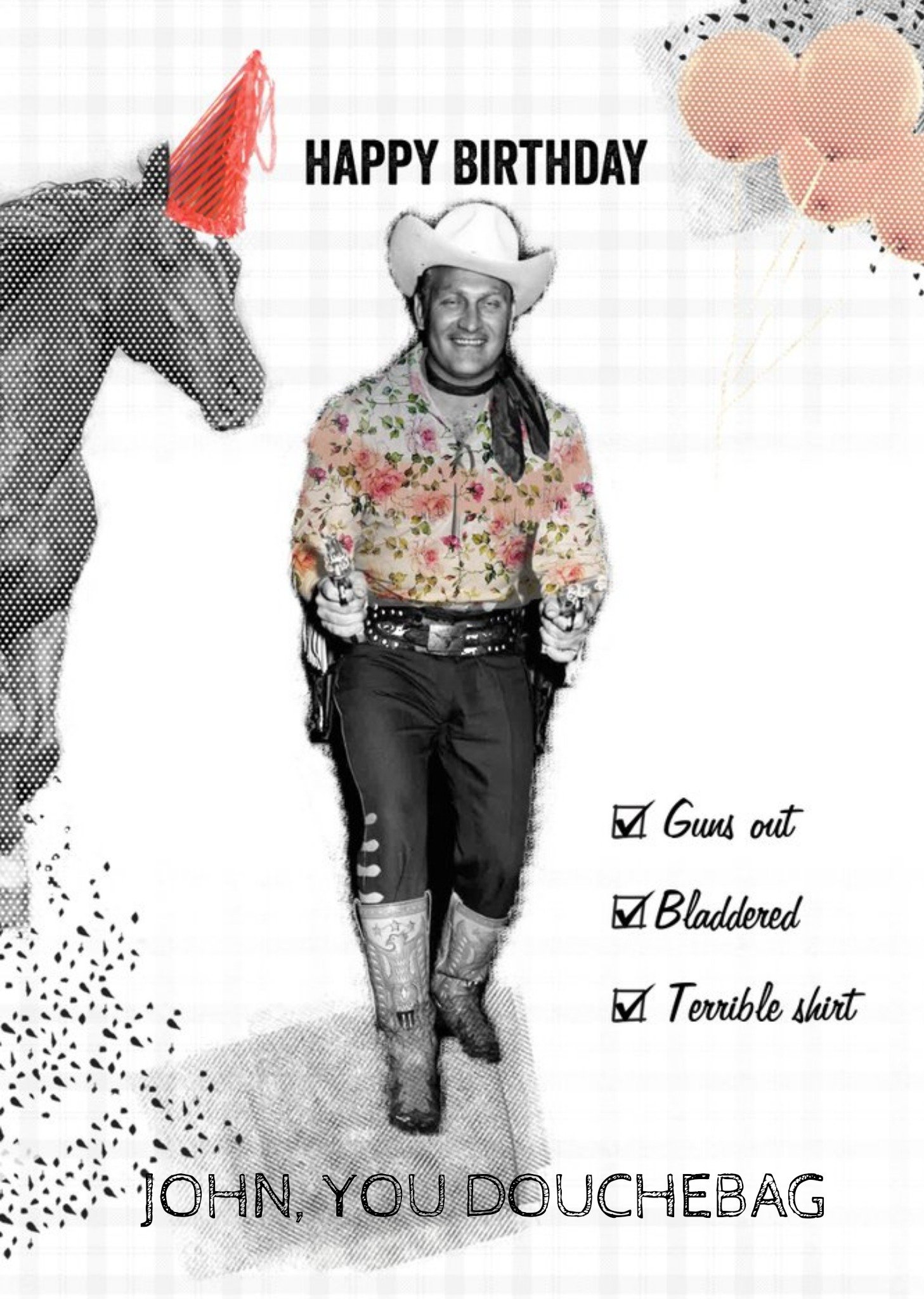 Moonpig Party Cowboy Personalised Happy Birthday Card Ecard