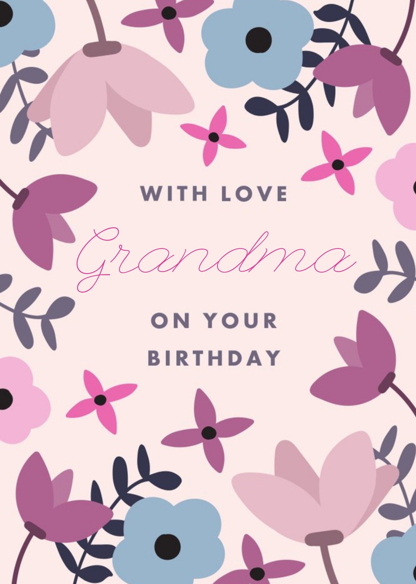Moonpig Floral Wildflowers Grandma On Your Birthday Card, Large