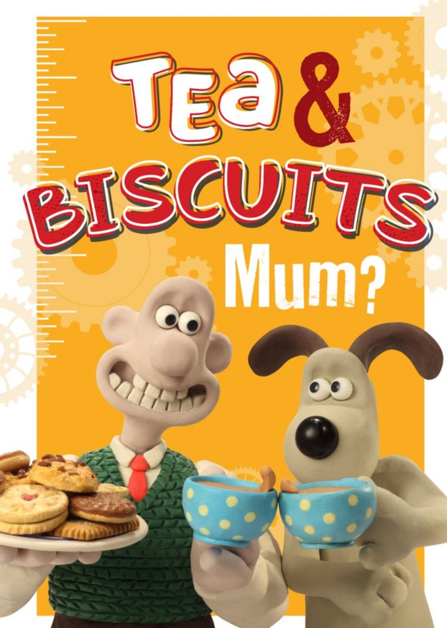Wallace And Gromit Tea And Biscuits Mum, Large Card