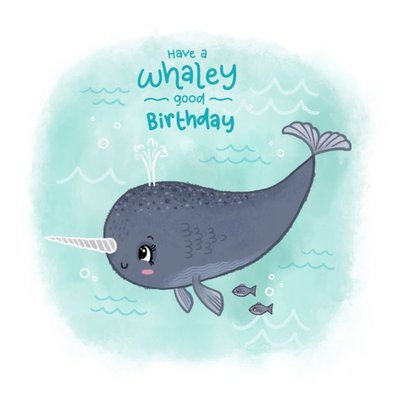 Blue Kiwi Illustration Cute Pun Love Fish Ocean Birthday Card