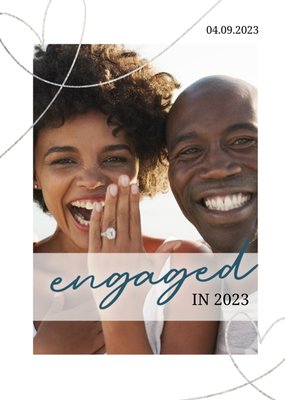 Minimalist Stylish Engaged In 2023 Photo Upload Card