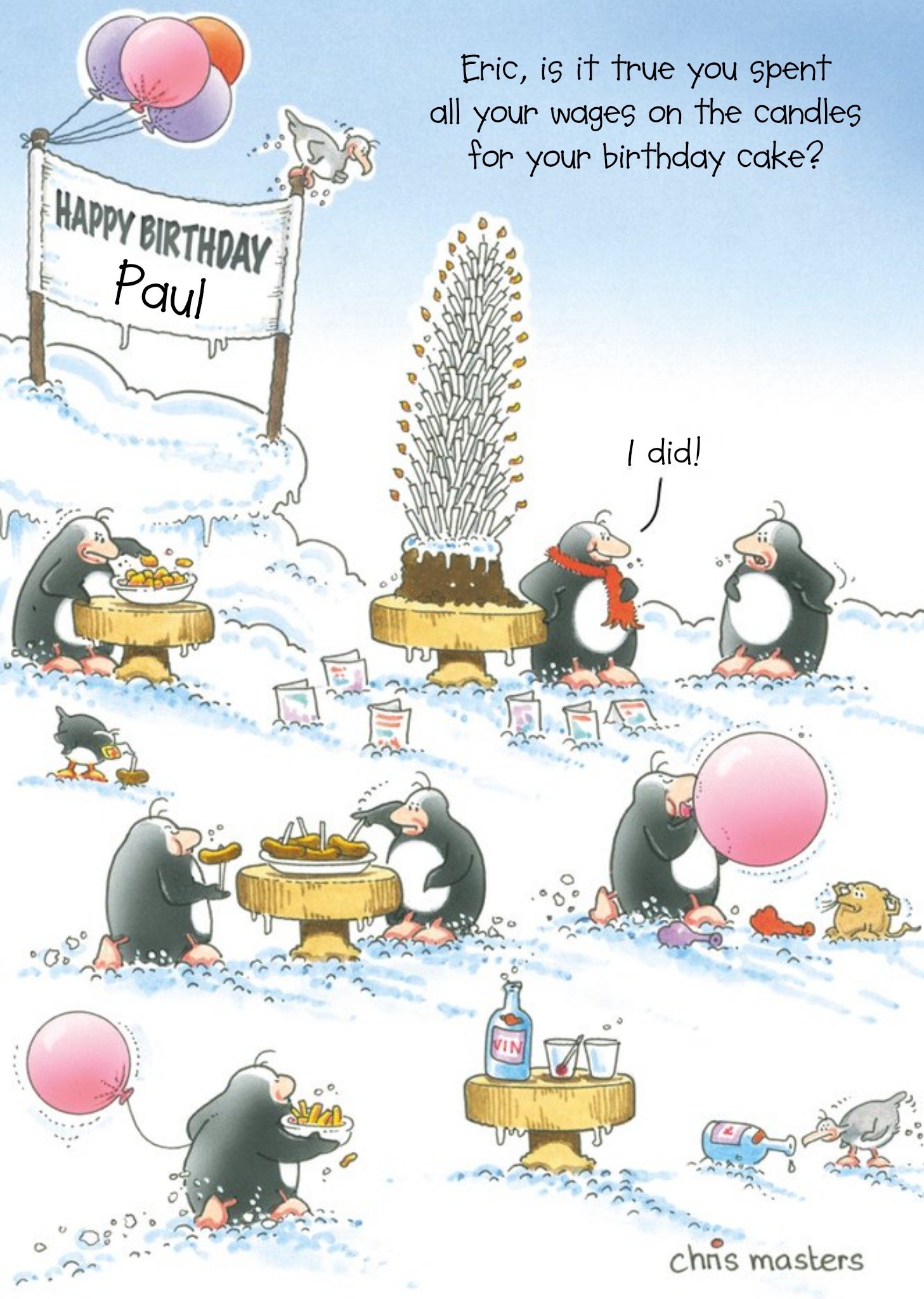 Birthday Card - Eric The Penguin - Birthday Cake Ecard