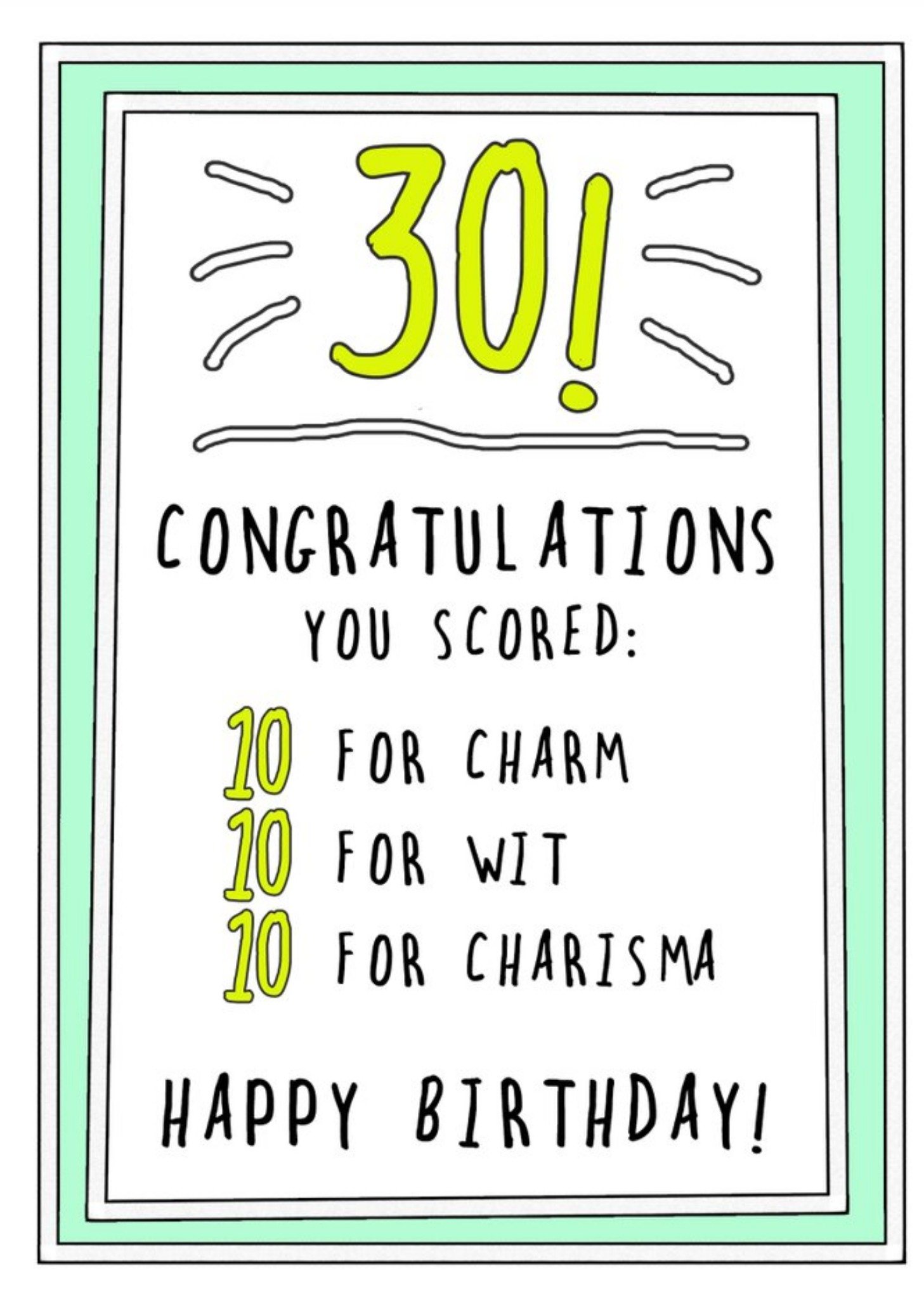 Go La La Funny Congratulations 30th Birhday Score Card Ecard