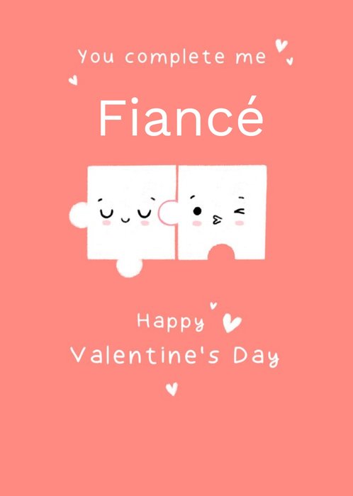 Illustration Of A Pair Of Jigsaw Puzzle Pieces On A Pink Background Valentine's Day Card