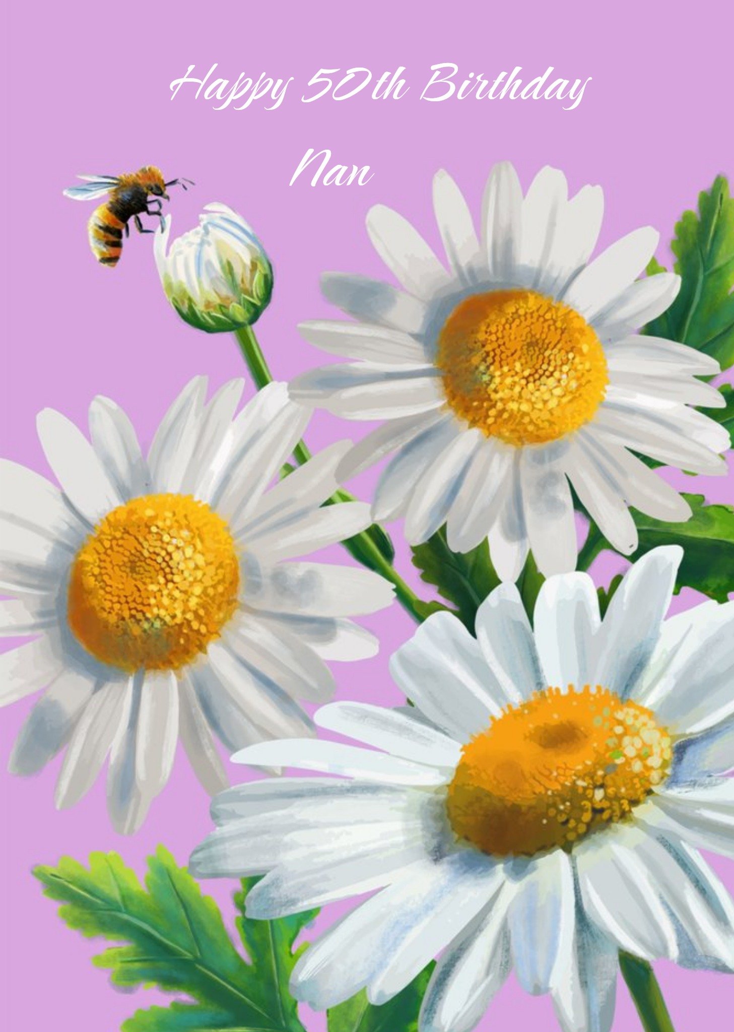 Moonpig Daisy Illustration Personalise Age Nan Birthday Card, Large