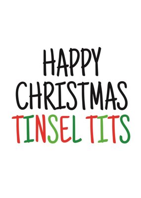 Typographical Happy Christmas Tinsel Tits Card