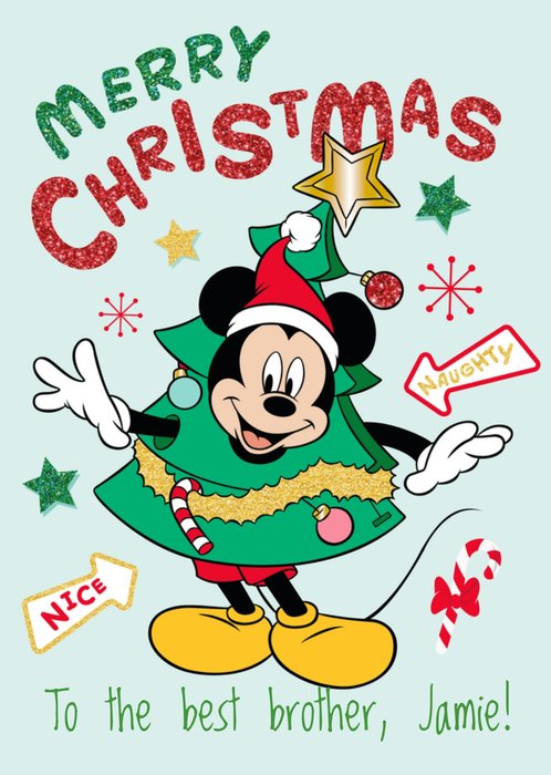 Disney Mickey Mouse Merry Christmas To The Best Brother Card