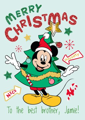 Disney Mickey Mouse Merry Christmas To The Best Brother Card