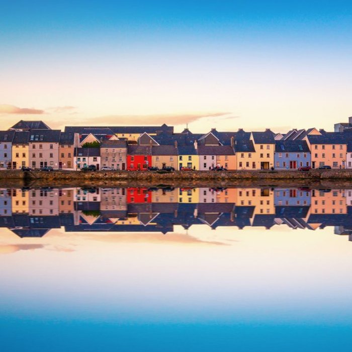 Photographic Sunset view over The Claddagh Galway in Galway city, IrelandJust A Note Card