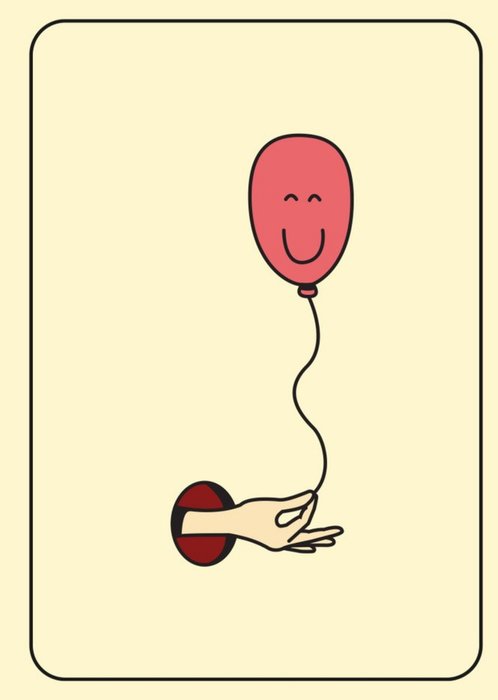 Illustration Of A Hole With A Hand Passing Through Holding A Balloon Funny Balloon Birthday Card