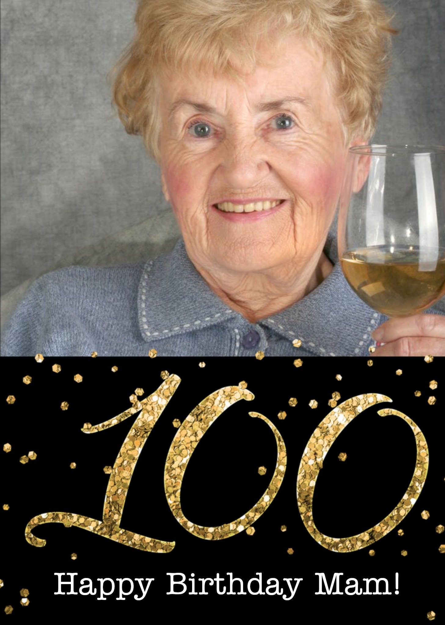 Moonpig Golden Glitter Typographic Personalised 100th Birthday Card Ecard