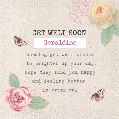 Roses Brighten Your Day Personalised Get Well Soon Card