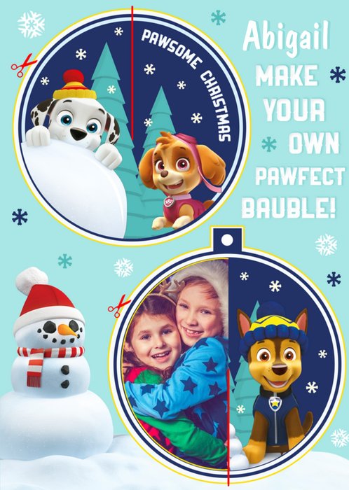 Paw Patrol Make Your Own Bauble Photo Upload Christmas Card