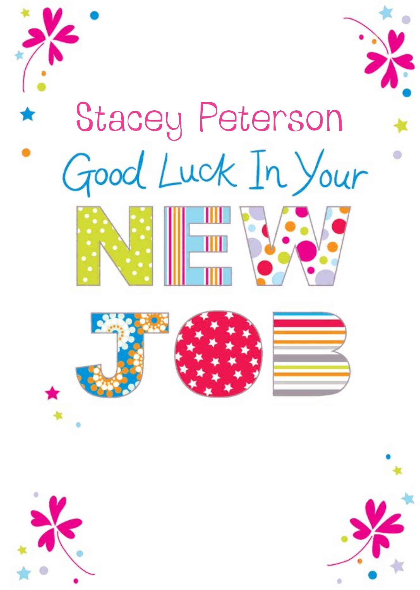 Pretty Corners Personalised Good Luck In Your New Job Card Ecard