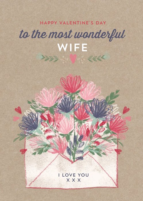 Bursting With Flowers To My Wonderful Wife Valentine's Day Card