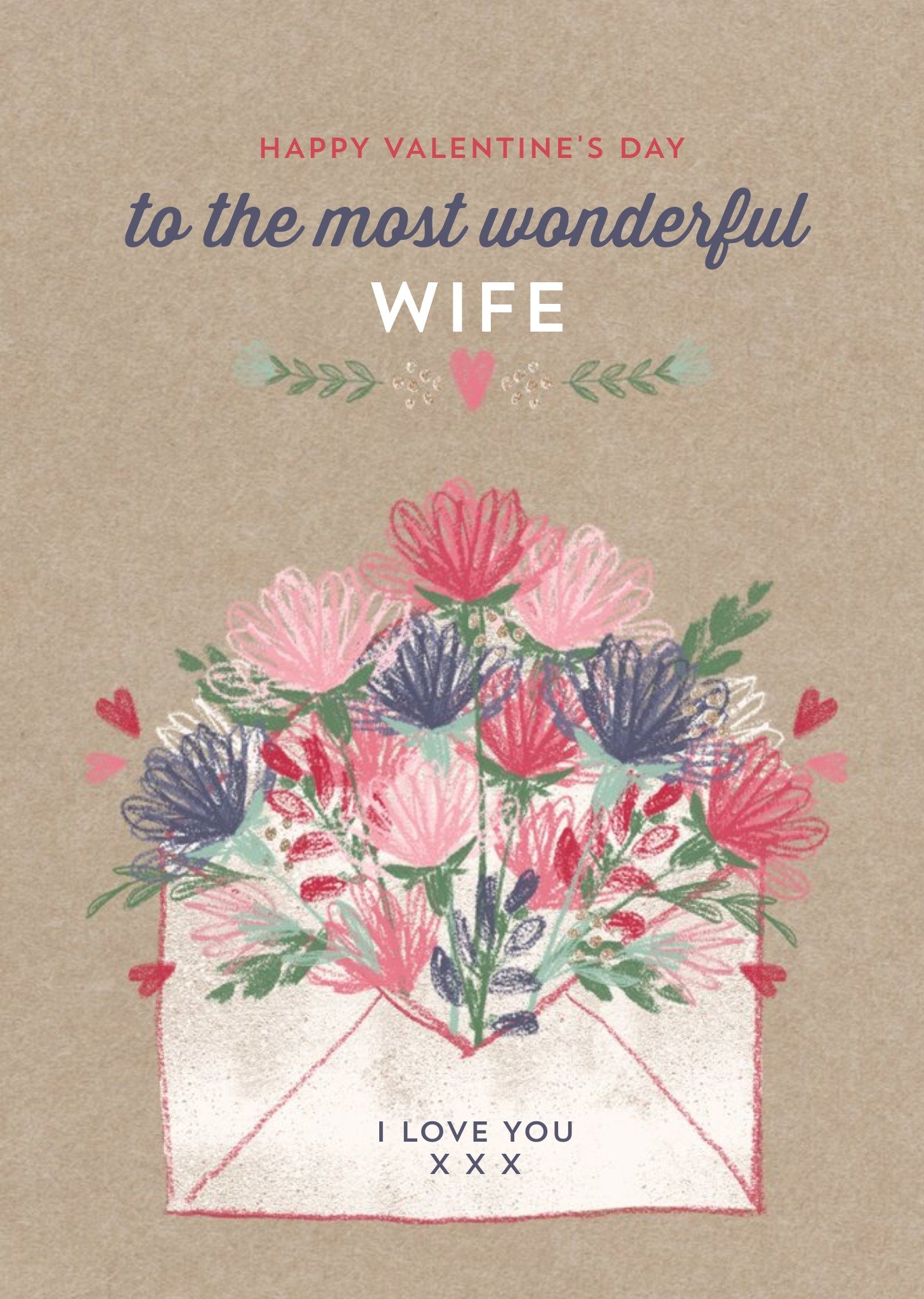 Bursting With Flowers To My Wonderful Wife Valentine's Day Card Ecard