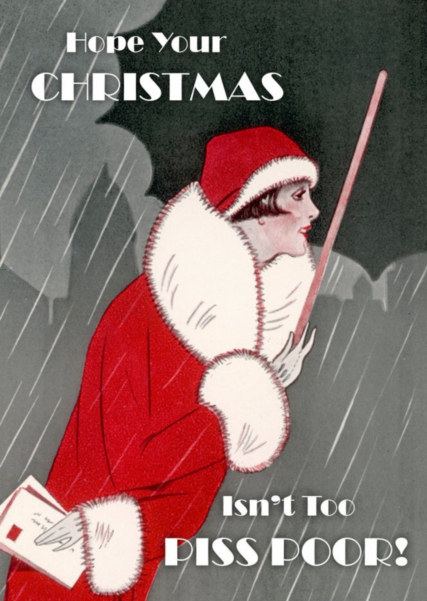Moonpig Art Deco Hope Your Christmas Is Not Too Poor Christmas Card Ecard