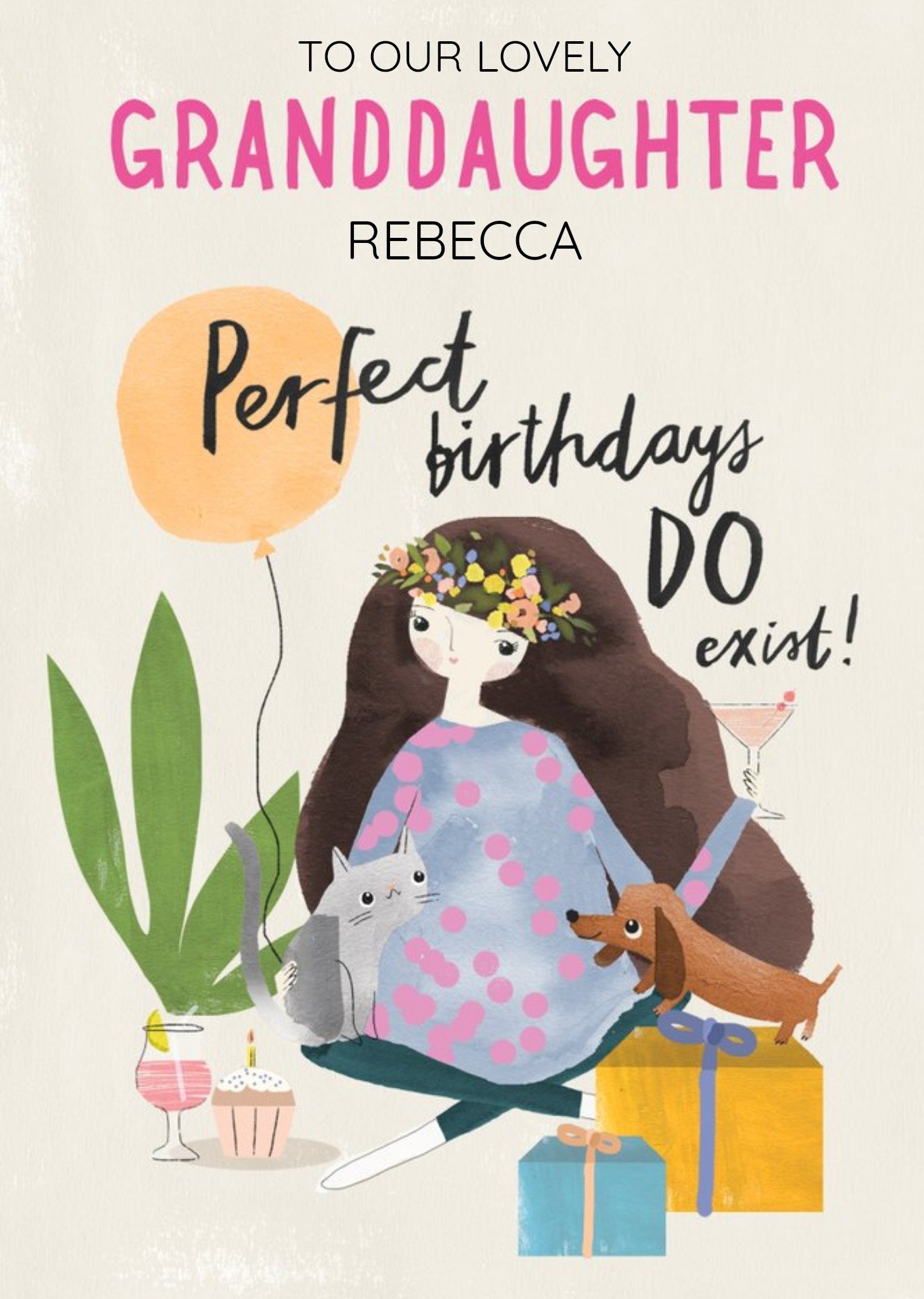 Moonpig Illustrated Perfect Birthdays Do Exist Granddaughter Birthday Card, Large