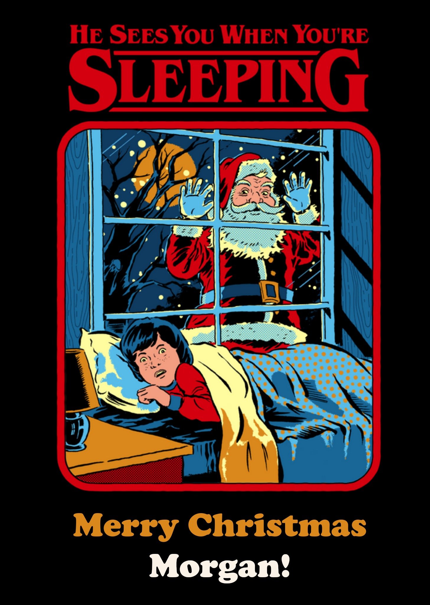 Moonpig Steven Rhodes He Sees You When Your Sleeping Christmas Card, Large