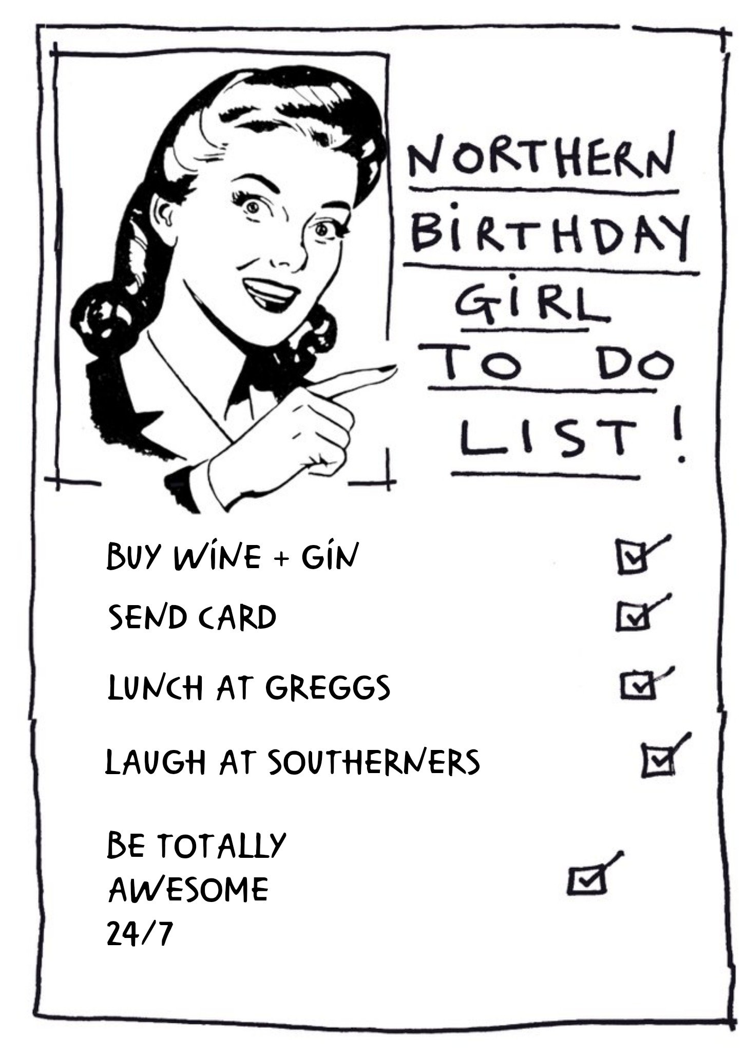 Norther Birthday Girl To-Do List Card Ecard