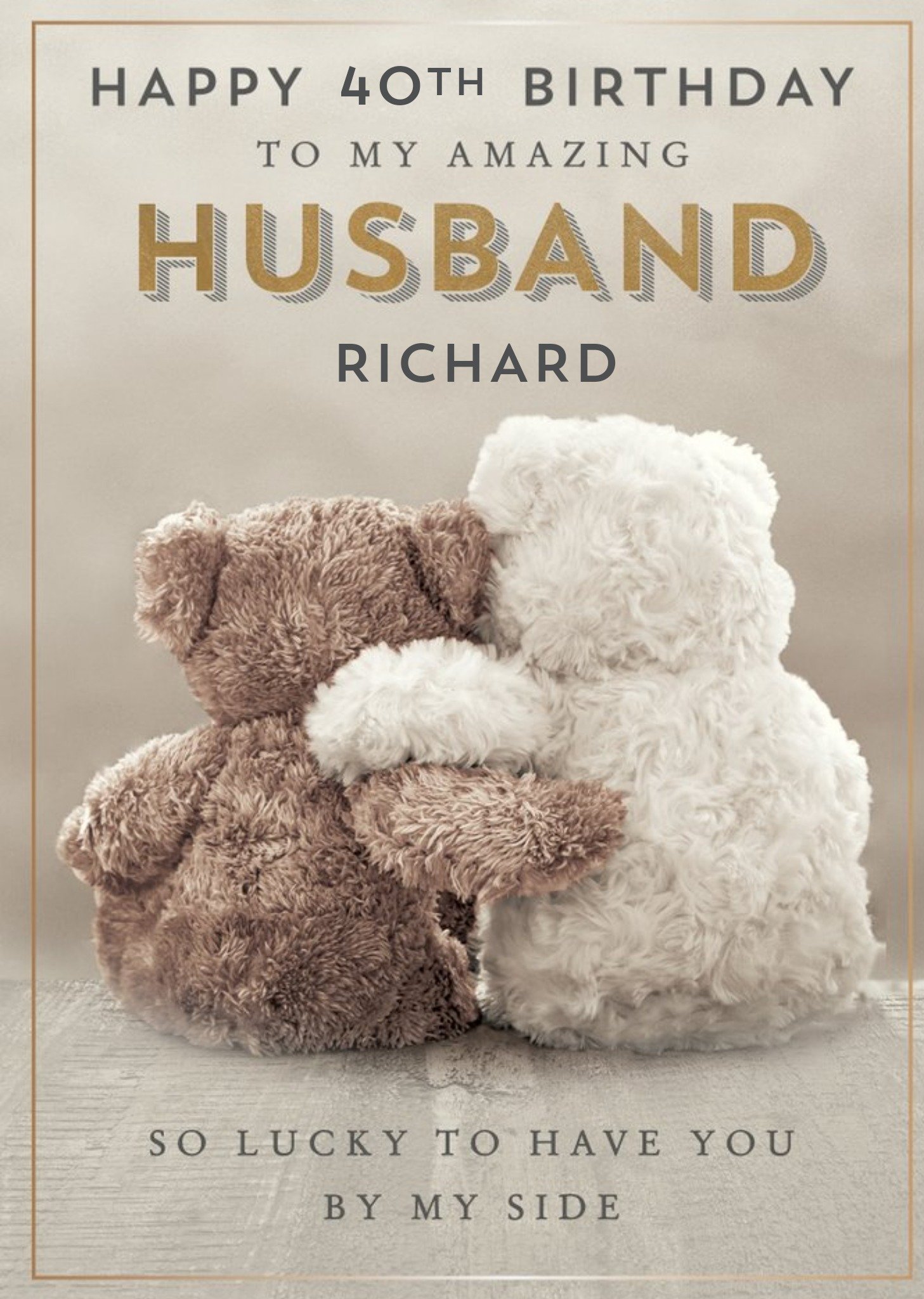 Milestone Pigment Illustrated Cute Bears 40th Husband Birthday Card Ecard