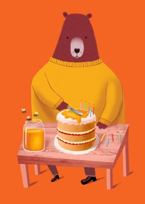 Modern Cute Illustration Honey Cake Bear Card