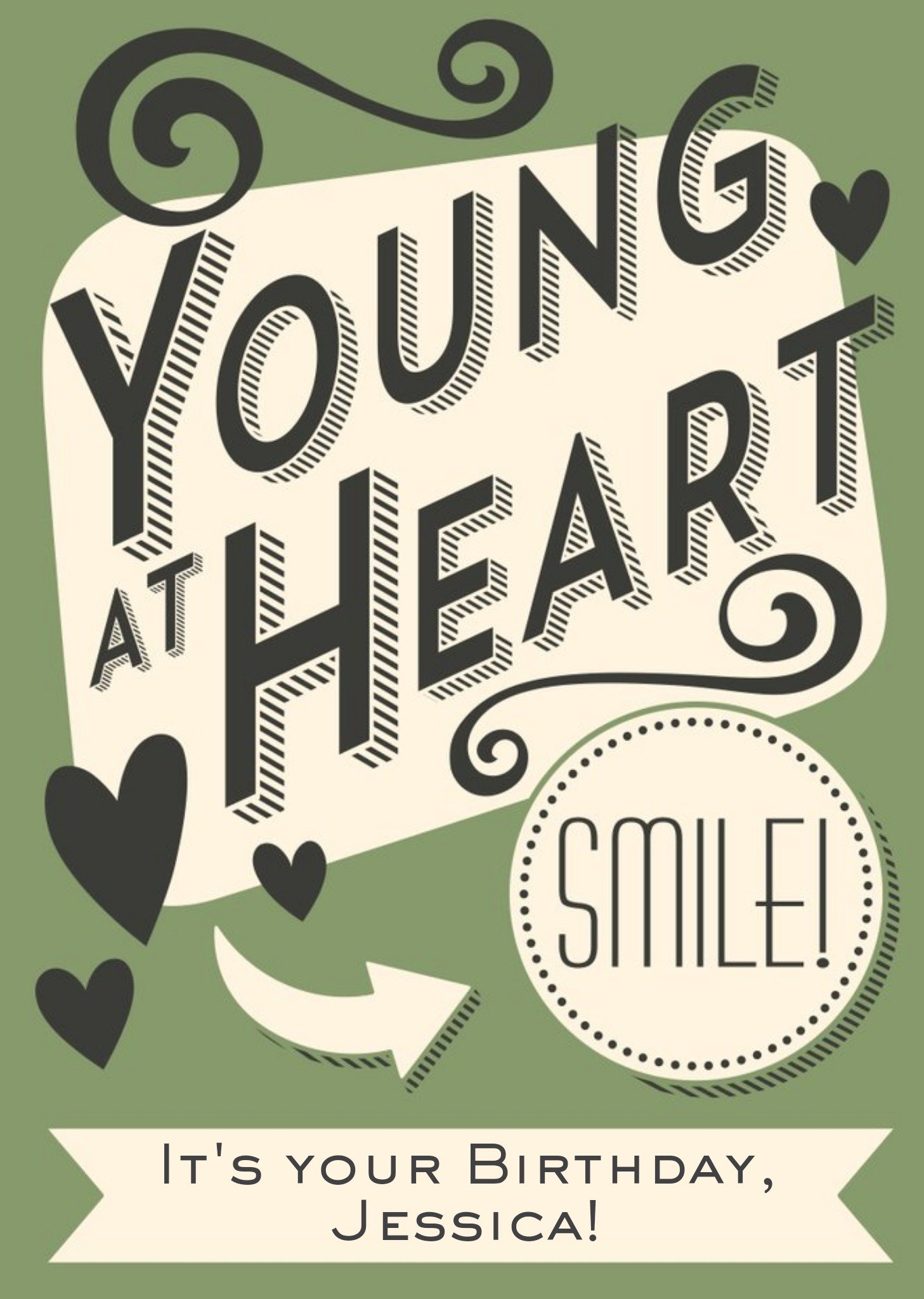 Young At Heart Personalised Text Birthday Card Ecard