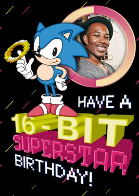 Sega Sonic Have A 16 Bit Superstar Birthday Photo Upload Card