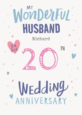 Fancy Typography Surrounded By Colourful Hearts On A White Background Wedding Anniversary Card