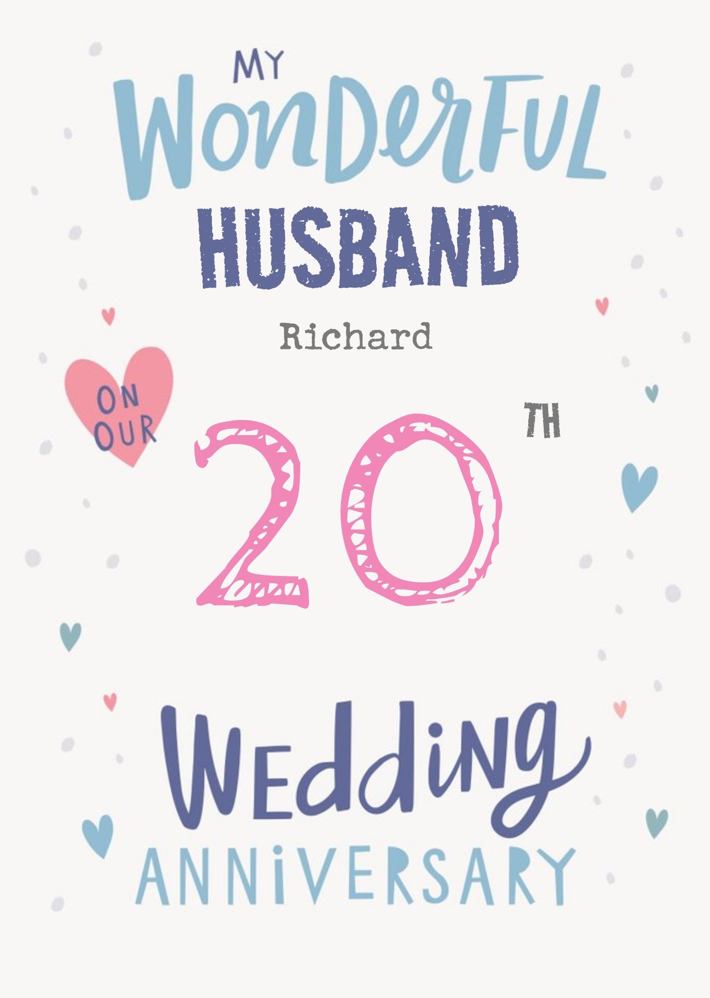 Fancy Typography Surrounded By Colourful Hearts On A White Background Wedding Anniversary Card