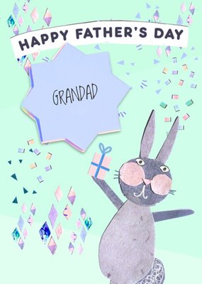 Excited Bunny Happy Fathers Day Grandad Card