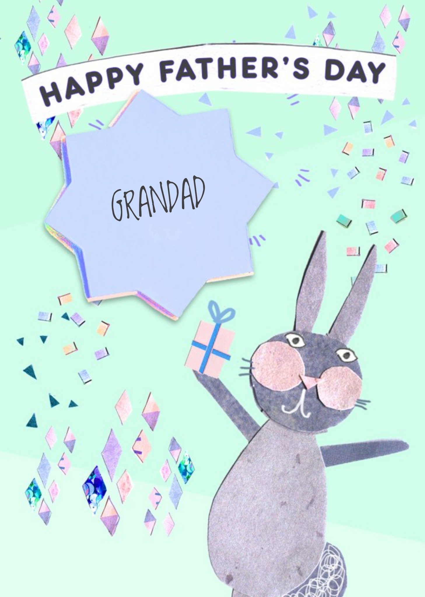 Excited Bunny Happy Fathers Day Grandad Card Ecard