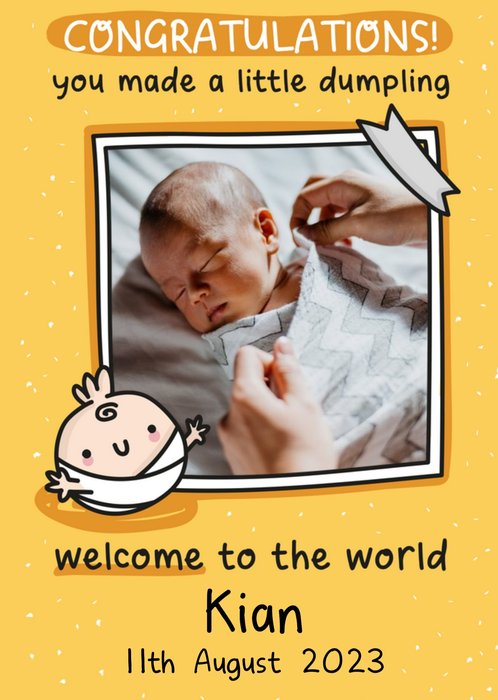 Cute Illustrated New Baby Photo Upload Card