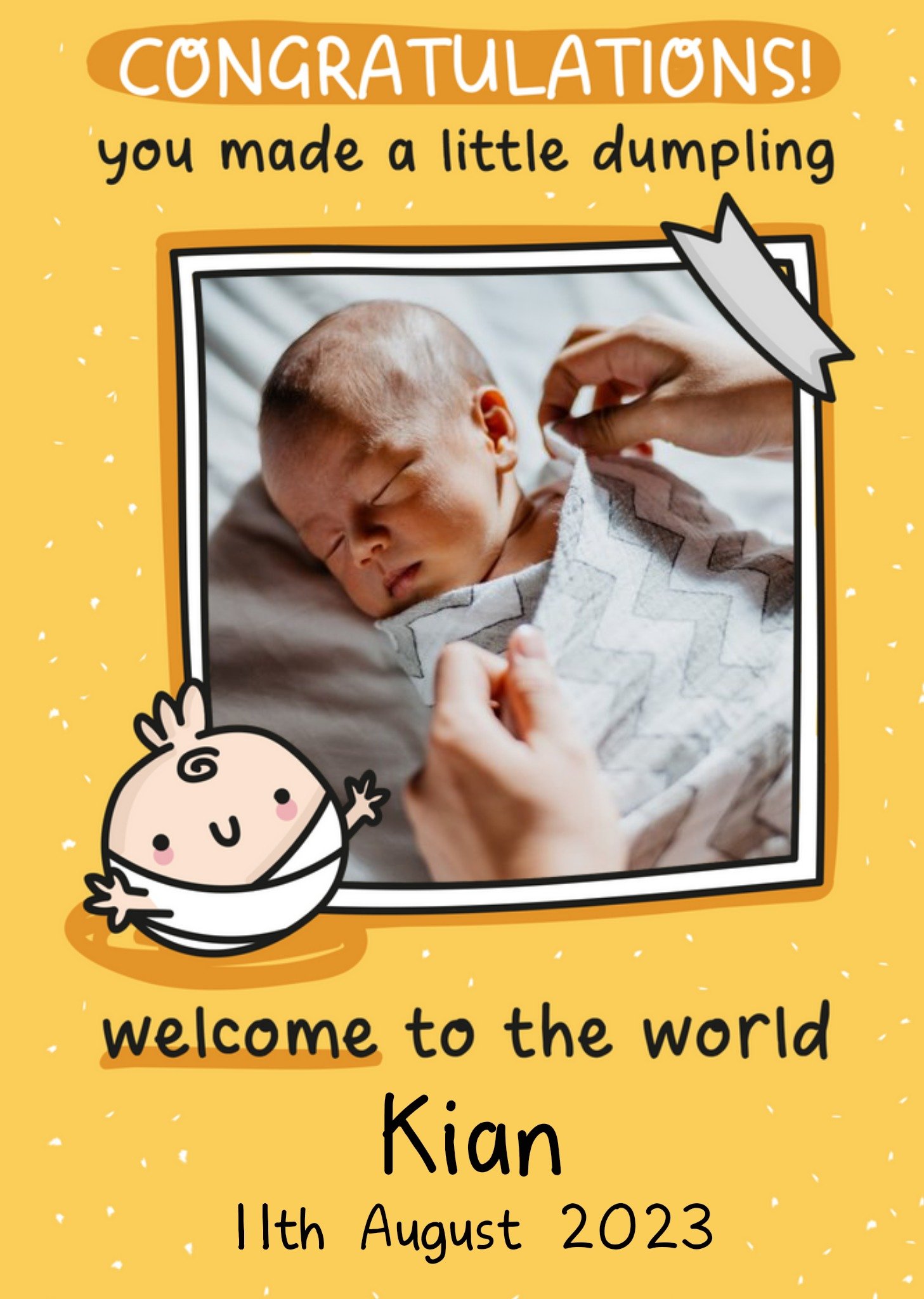 Cute Illustrated New Baby Photo Upload Card Ecard