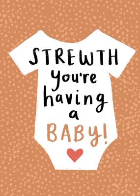 Illustration Of A Baby Grow With Handwritten Text Pregnancy Card