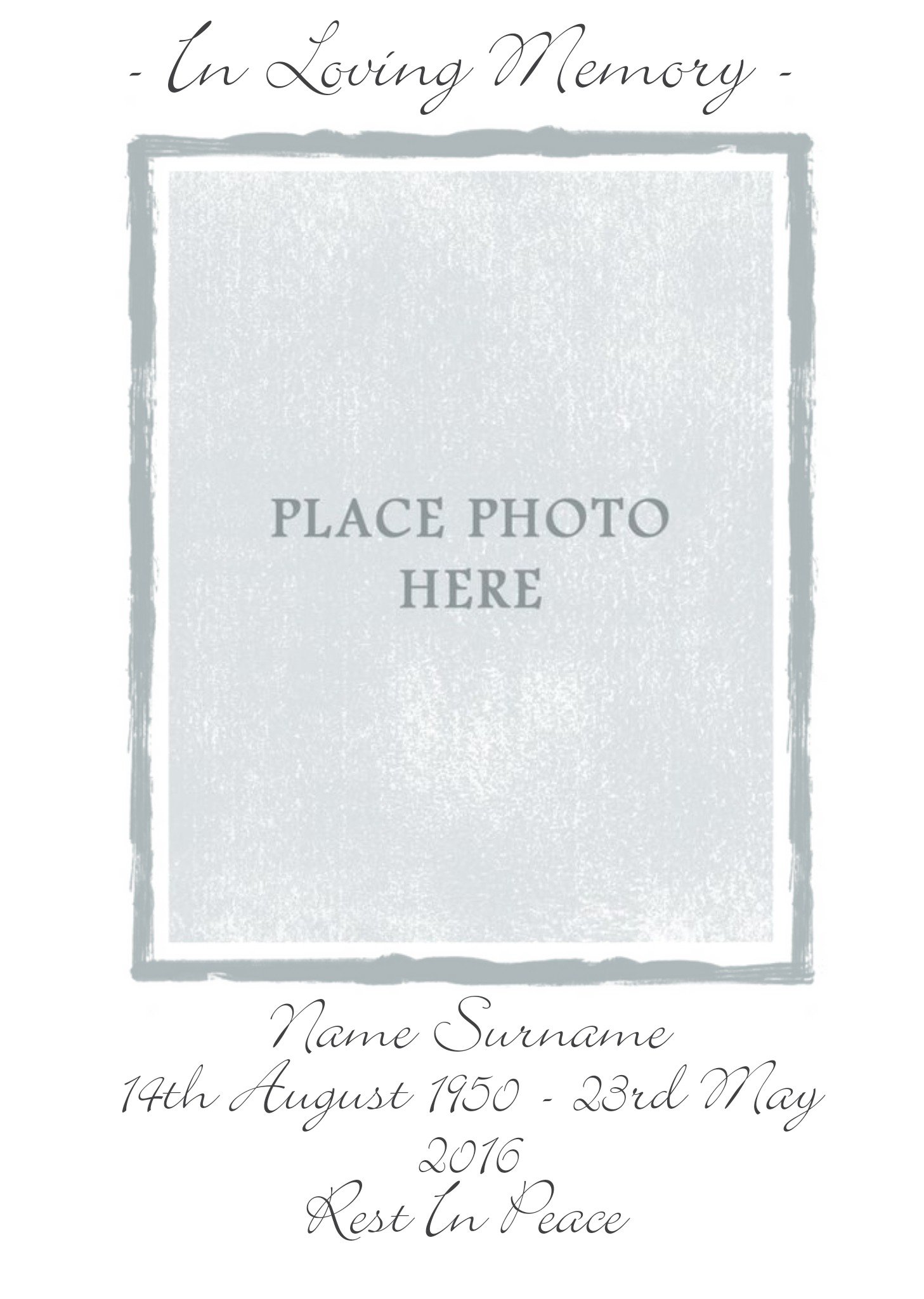 Moonpig Grey And White Personalised Photo Upload With Sympathy Card Ecard